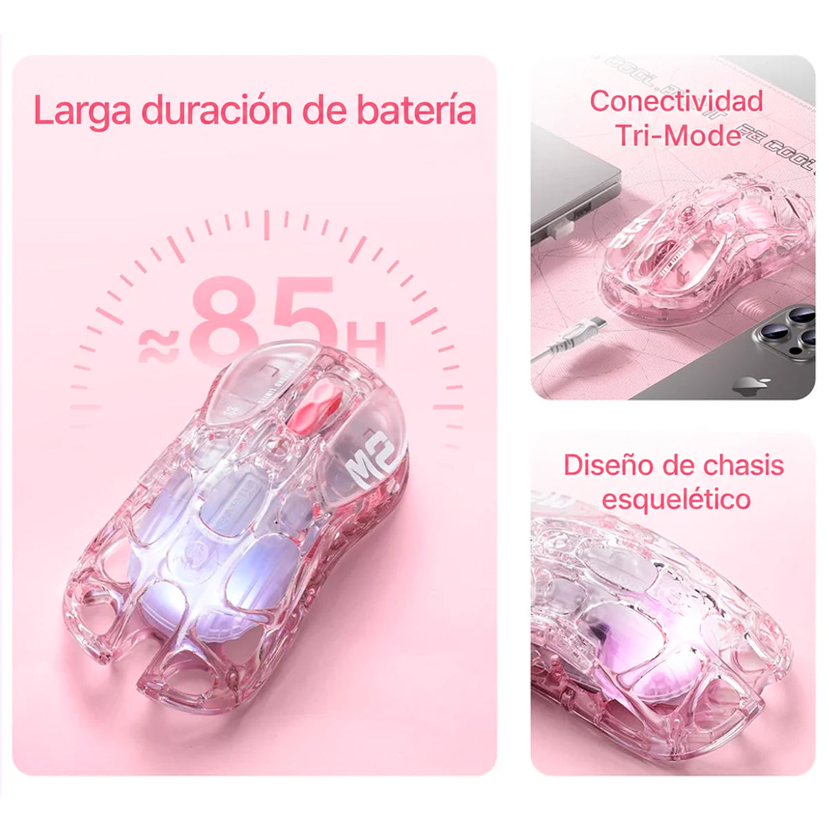 Mouse Gaming GRAVASTAR Mercury M2 Crystal Rose