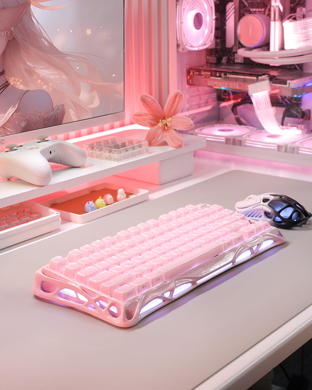 Teclado Mecánico GRAVASTAR Sakura Pink Mercury K1 - Edición Especial