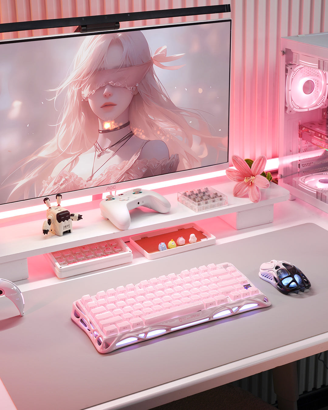 Teclado Mecánico GRAVASTAR Sakura Pink Mercury K1 - Edición Especial
