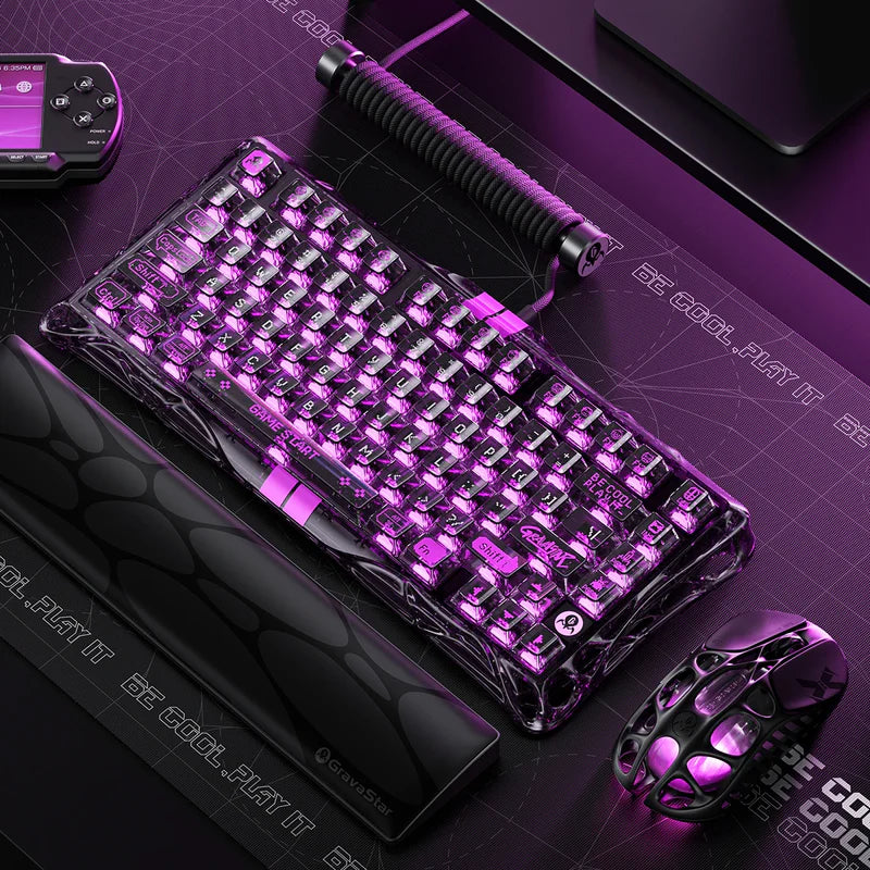 Teclado Magnético Hall Effect GRAVASTAR Mercury V75 Lite Transparent Black