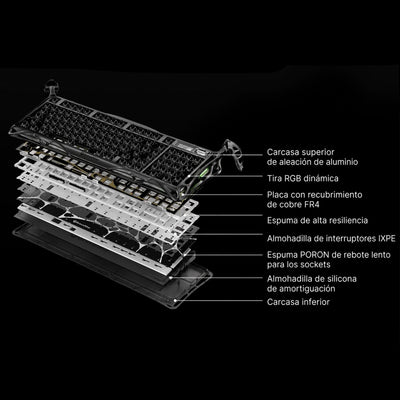 Teclado Mecánico GRAVASTAR Mercury K98 Pro Edición Phantom Black