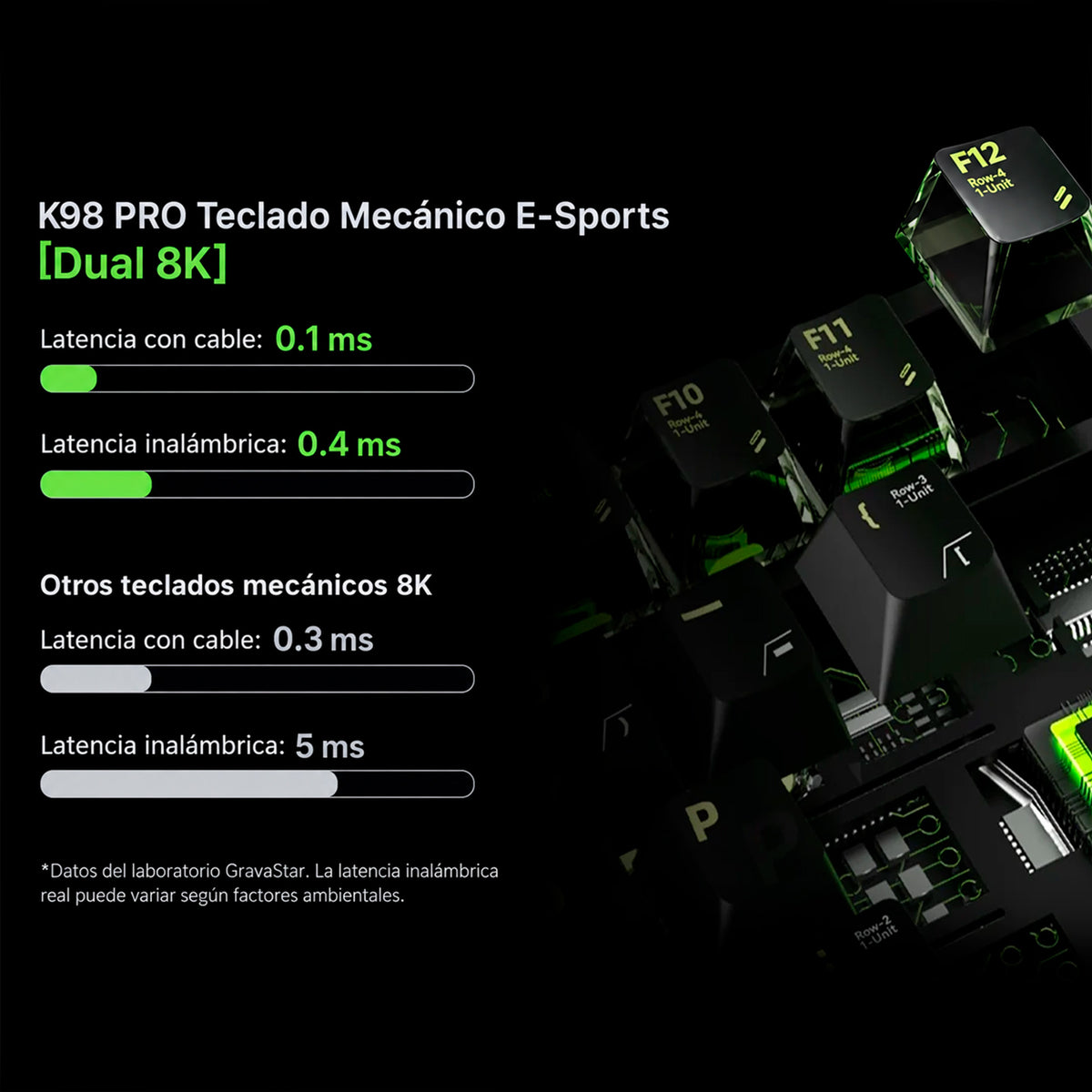 Teclado Mecánico GRAVASTAR Mercury K98 Pro Edición Phantom Black