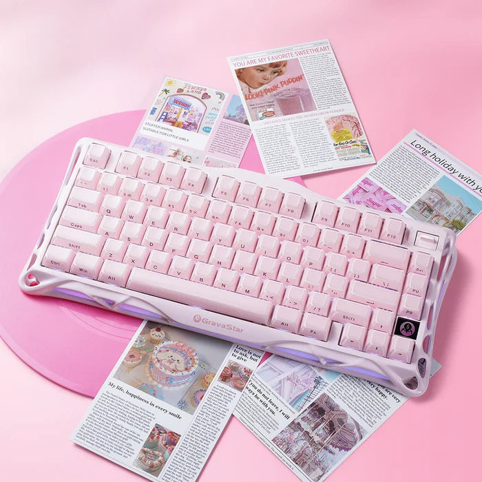 Teclado Mecánico GRAVASTAR Sakura Pink Mercury K1 - Edición Especial