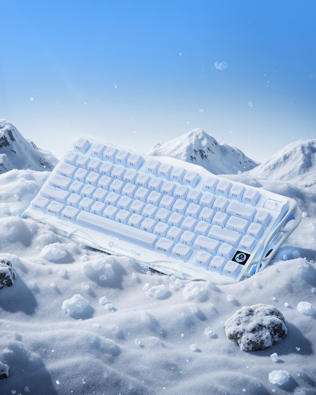 Teclado Azul Cielo GravaStar Mercury K1 75% Wireless Mechanical Gaming Keyboard Special Edition