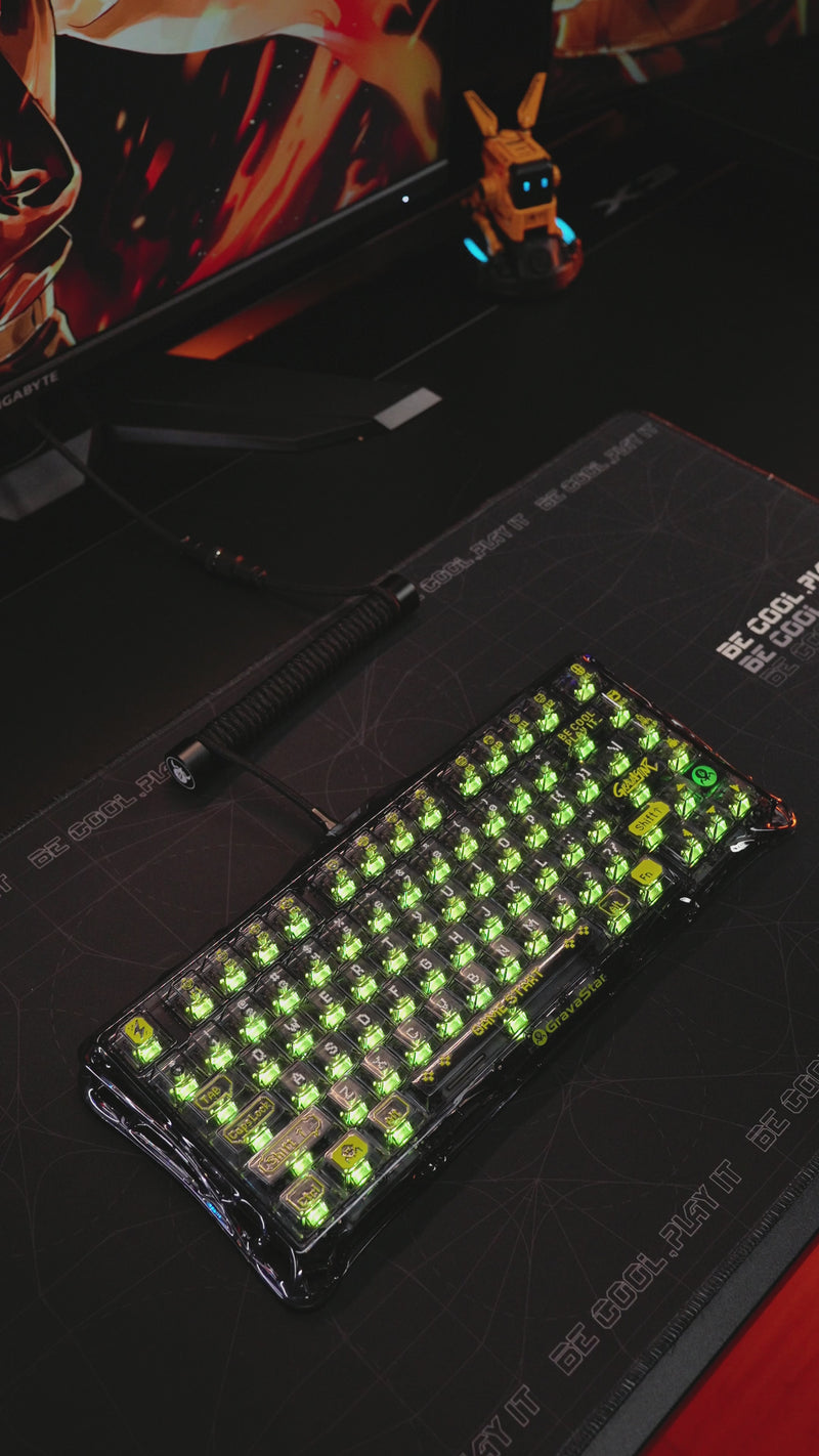Teclado GravaStar K1 V60 Pro CyberFlare Battle-Worn Yellow Cyberpunk